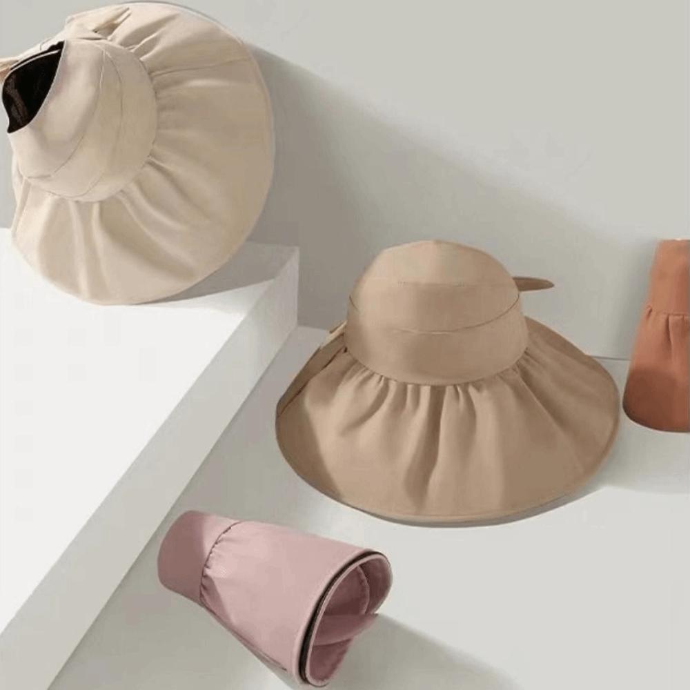 Comfortable Wide Brim Sun Hat Foldable Lightweight Large Sun Visor Hat Breathable UV Protection Empty Top Sun Cap Summer