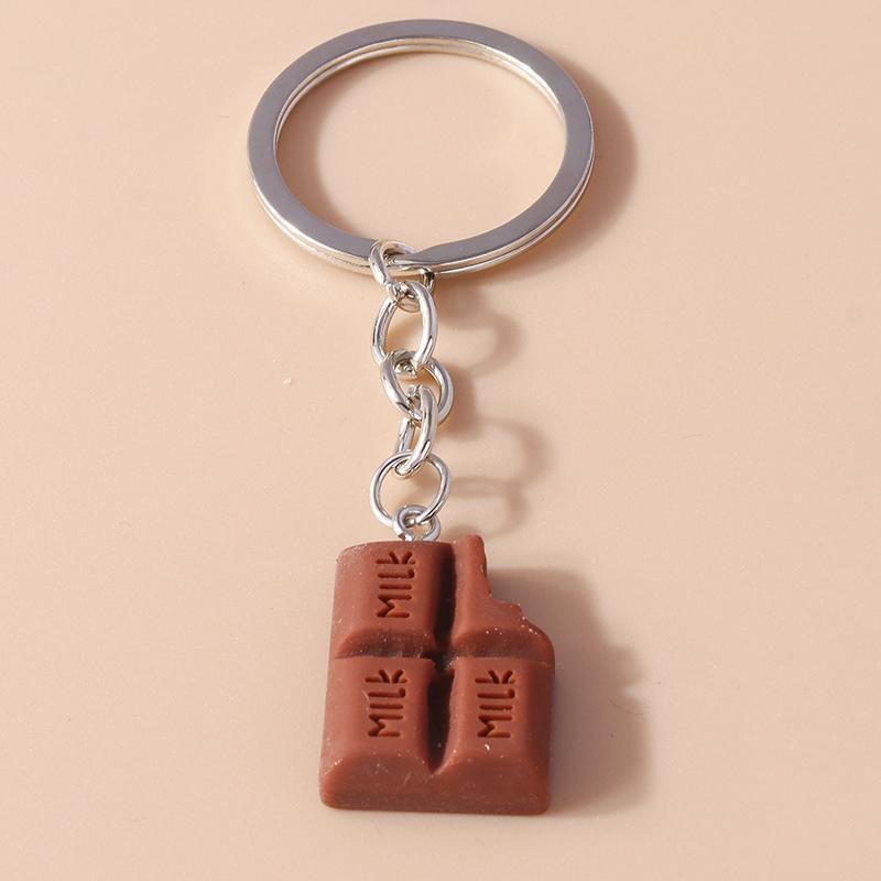 Cute Resin Simulation Food Keychain Cookies Chocolate Key Ring for Car Key Holder Handbag Pendant DIY Jewelry Gifts