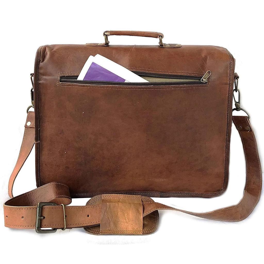 Leather Vintage Messenger Shoulder Men's Satchel Laptop Business Briefcase Bag