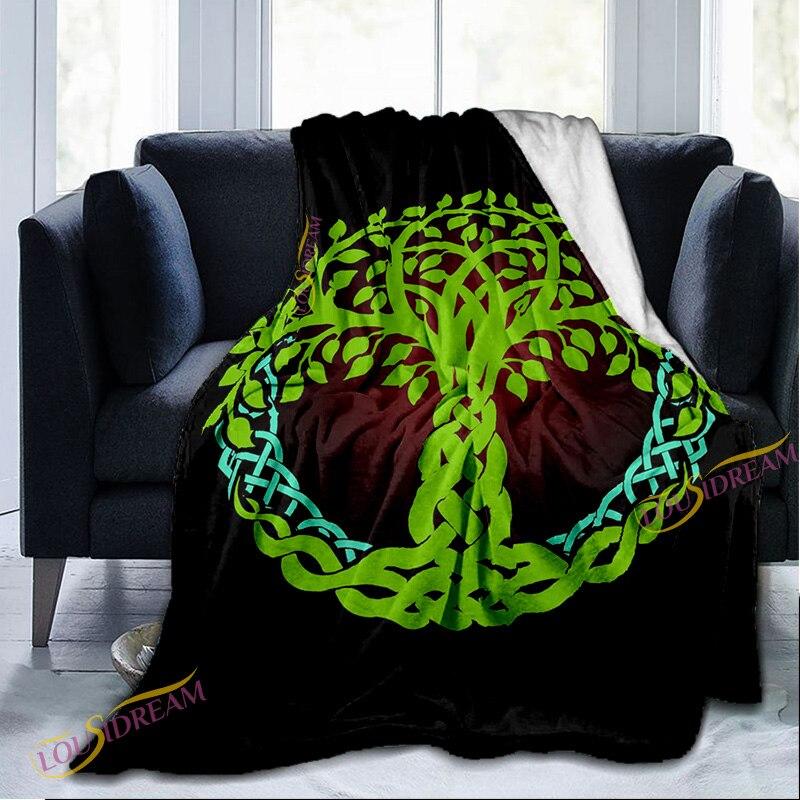 Одеяло с мистическим символом викингов, диванное фланелевое одеяло для отдыха, одноместное одеяло для дивана, психоделическое покрывало на кровать