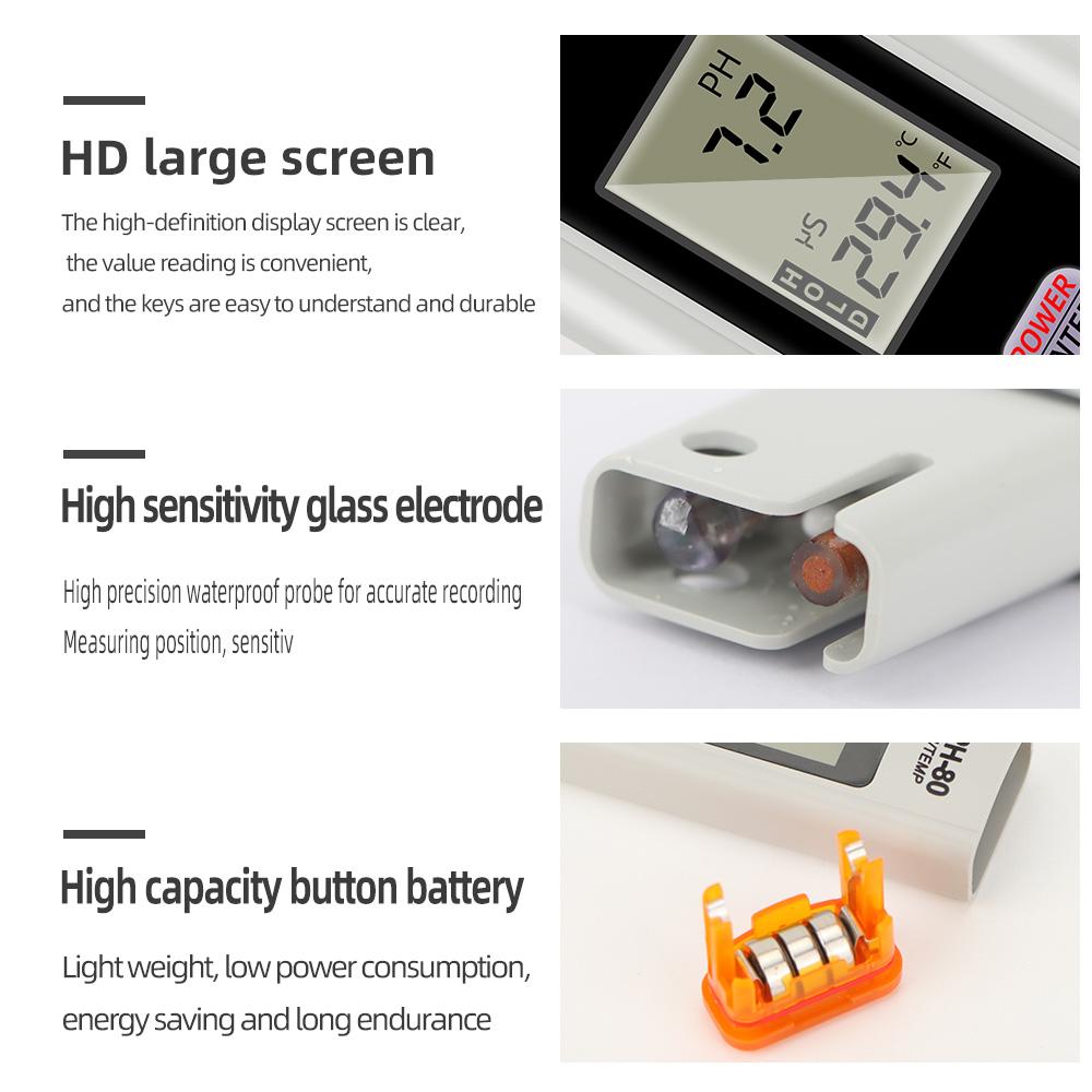 HM Digital PH-80 Измеритель pH и температуры Гидро с функцией автоматической калибровки Тестер pH для качества воды Водонепроницаемый