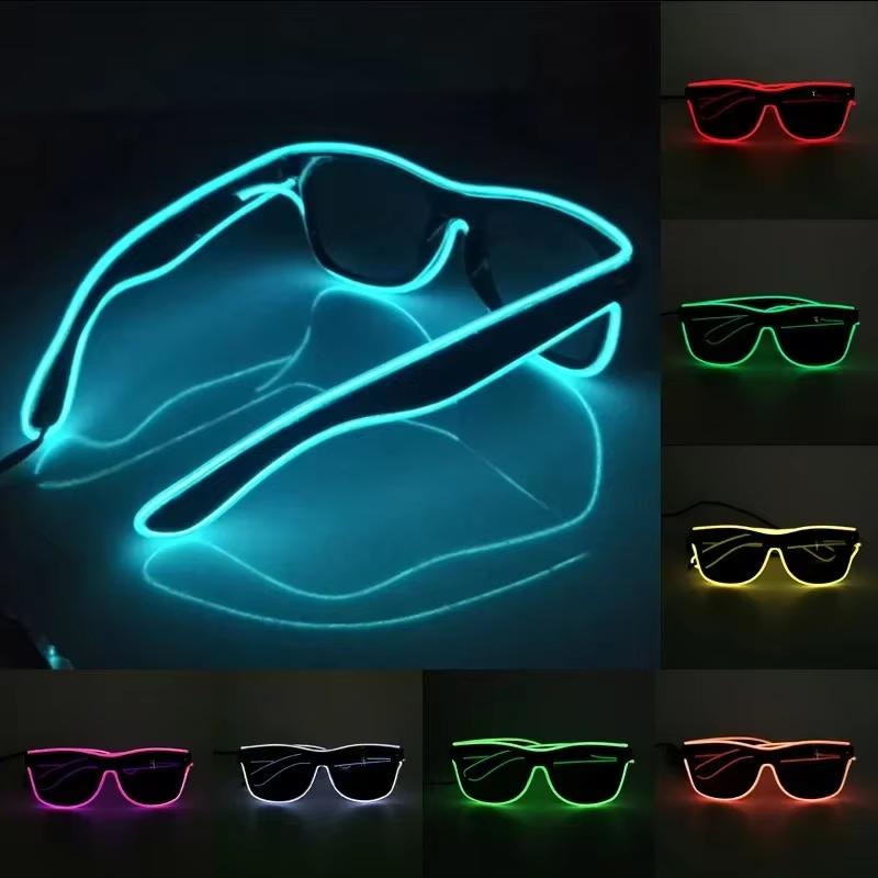 Новые мигающие очки EL Wire LED очки Светящиеся Хэллоуин Вечеринка Реквизит Освещение Новинка Подарок Яркие Фестивальные Светящиеся Солнцезащитные Очки