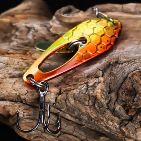 4CM/5G Spinner Blade Lure with Hook Double-sided Reflective Hard Metal Spoon Spinnerbait Rotating Sequin Lure Saltwater Freshwater Walleye Bass