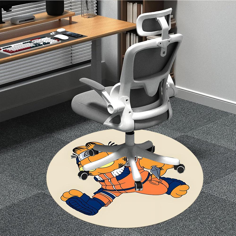 1pc Garfield, Ninja Chair Carpet for Office Non-Slip, Soft & Comfortable, Carpet for Office, Gaming, Lightweight Round Floor Mat yy251021034