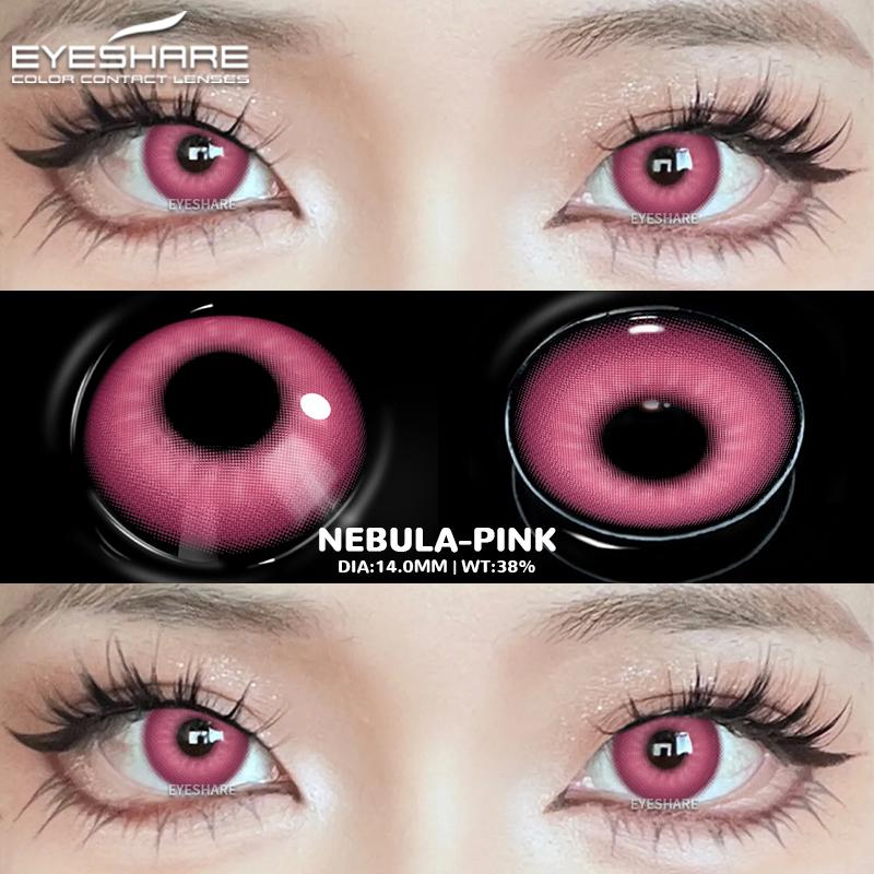 Eyeshare 1 Pair Cosplay Color Contact Lenses for Eyes Anime Accessories Pink Lense Halloween Fashion Cosmetic Pupil Eyes Lenses