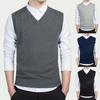 Men Autumn Winter Solid Color Sleeveless V Neck Knitted Sweater Business Vest