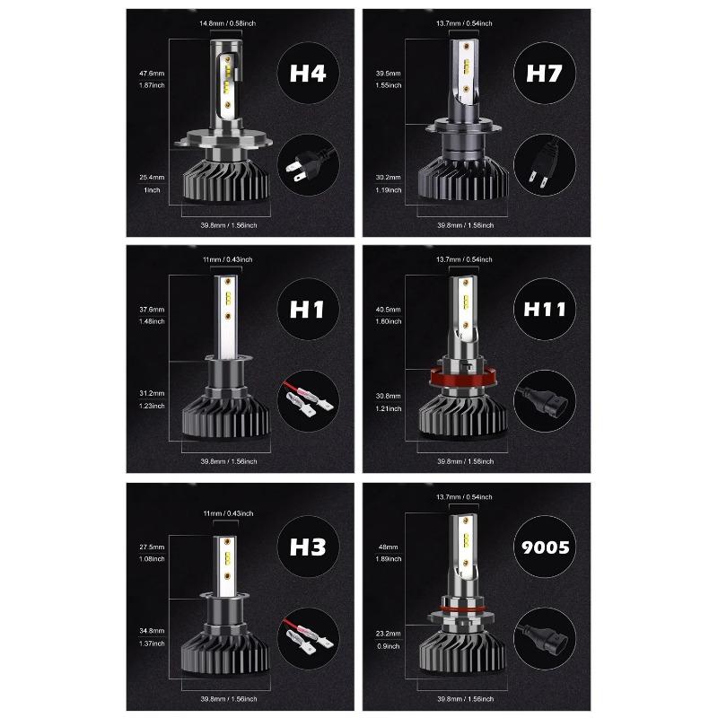 1 шт. Автомобильные светодиодные лампы для фар H7 h4 h8 h11 9005 9006 9012 h1 с чипом Luxeon ZES 6000K, комплект для преобразования оригинального автомобильного света в светодиодный