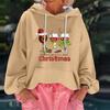 Женский рождественский принт, свободный повседневный худи с длинным рукавом и капюшоном