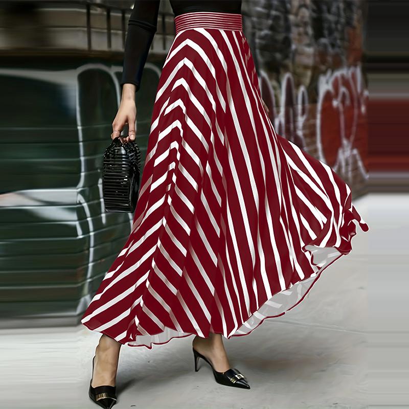 ZANZEA Женские повседневные свободные длинные юбки в полоску