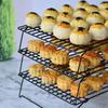 CHEFMADE Cooling Rack, Baking Rack, Cake Cooler, Cookie Biscuit Bread Cooling Rack, Net Mat Holder, Cooking Dry Cooler, Stackable, Silver Black (34.4*