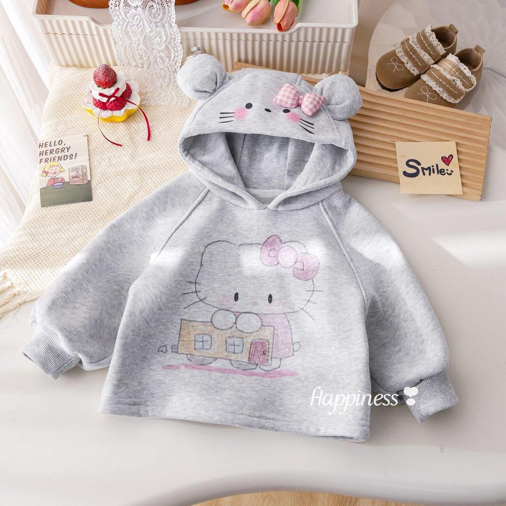 Детский осенне-зимний 2025 года набор: Худи с мультяшным бантом и расклешенные брюки