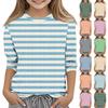 Print Tops For Youth Girls 5-16 Years Round Neck 3/4 Sleeves T-Shirts Trendy Tops Outfit Tees