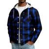 Men's Striped Plaid Casual Loose Button Lapel Long Sleeve Hooded Cardigan Shirt Jacket