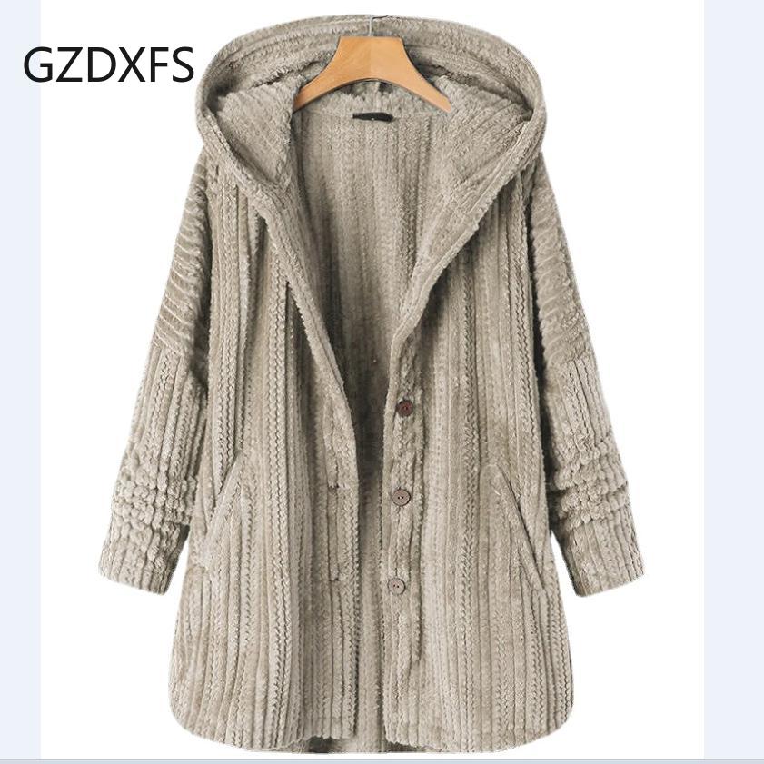 Qiu Dong New Fund Connects Hat Single Row Button Loose Leisure Temperament Long Sleeve Coat
