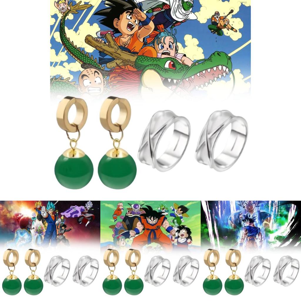 Dragon Ball Super Goku Black Accessories With Earrings And Ring For Anime Costume Parties
