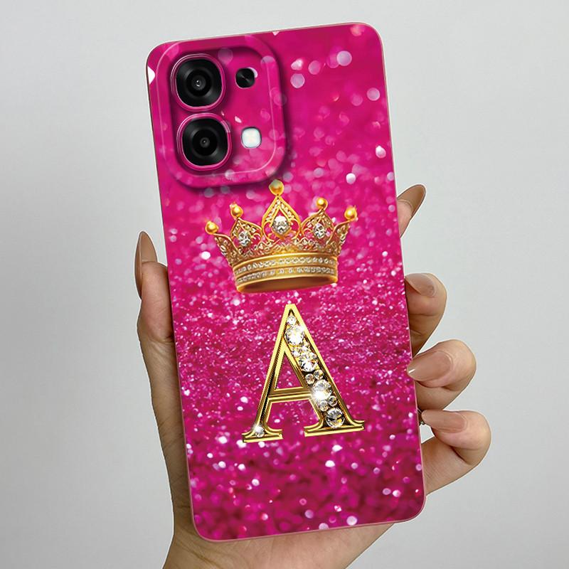 Для Oppo A6 Pro 2025 Модный Чехол для Телефона с Первой Буквой для Пары для Oppo A6 Pro A6Pro 4G 5G Мягкий Силиконовый ТПУ Защитный Чехол для Линзы
