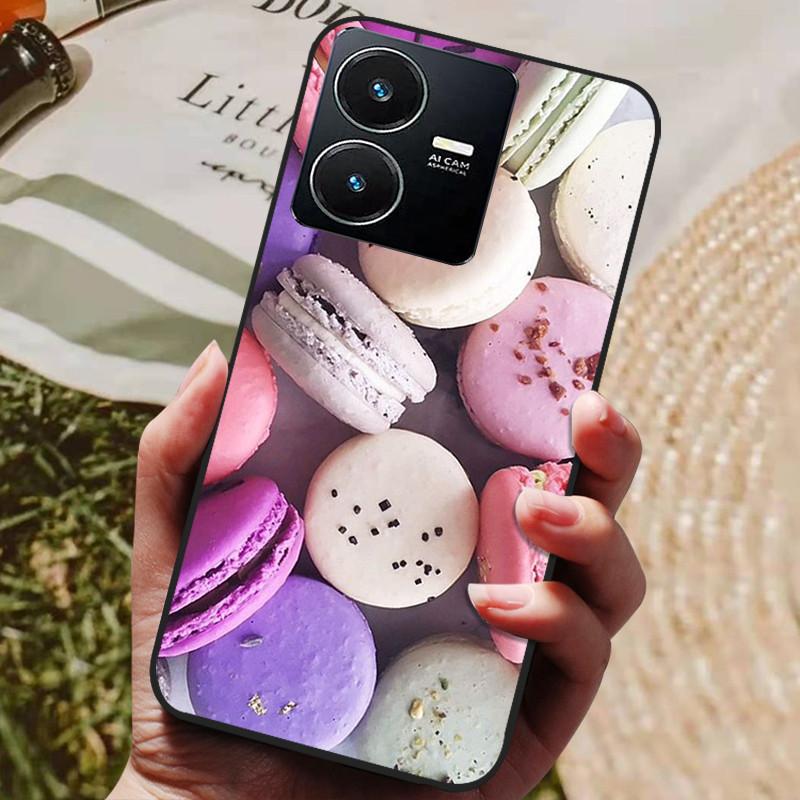 Для чехла Vivo Y22 Y22s 2022 Модный расписной черный силиконовый мягкий чехол на заднюю панель Для чехла для телефона Vivo Y22s VivoY22 Y 22 Y22 s 4G Coque