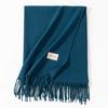 Blue Green Scarf for Girls with A Sense of Atmosphere In Winter Versatile Solid Color Long Scarf  Imitation Cashmere Tassel Shawl Scarf  Cold Color