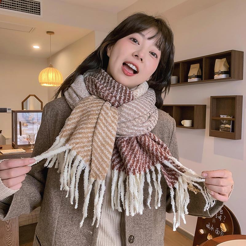 Winter Ultra-soft Imitation Cashmere Scarf for Women High-end 2024 Autumn and Winter Warm and Versatile Comfortable Neck Scarf Korean Version