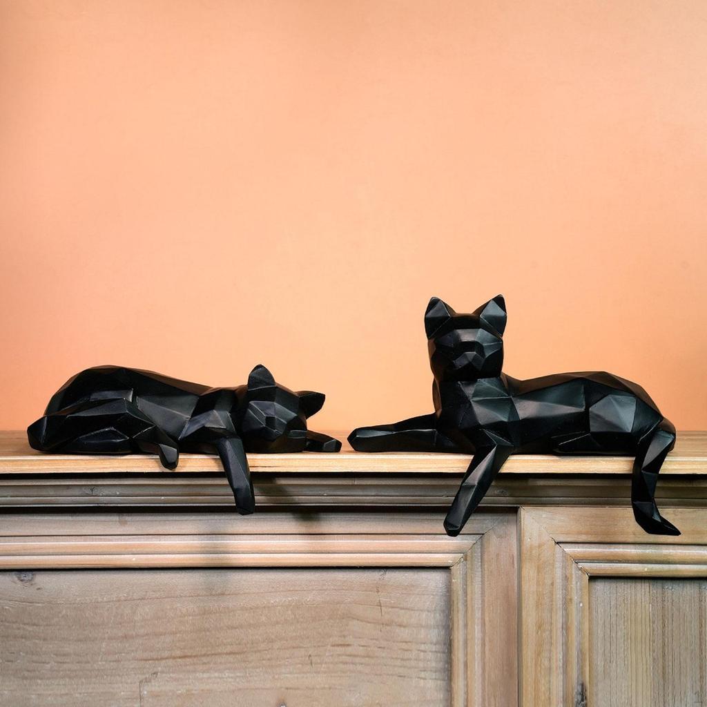 Статуэтка кошки Коллекционное животное Ремесло Подарок Домашний декор Геометрическая фигурка Настольная для