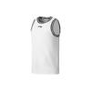 Li Ning Sports Basketball Series Logo Print Striped Round Neck Slim Shorts Set Men Sportswear White AATS003-4