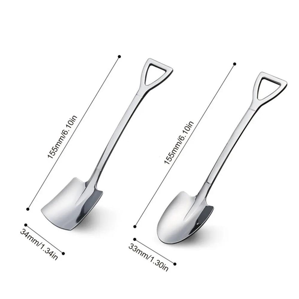 20 шт. Креативная ложка для кофе в форме лопаты из нержавеющей стали, десертная ложка, ложка для фруктов, арбуза, мороженого, торта, кухонная посуда