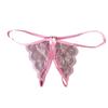 Women Panties Lace Open Crotch See-through Bow-knot Decor Solid Color Thongs G-string Lady Low Waist Thin Intimate Women Underwear