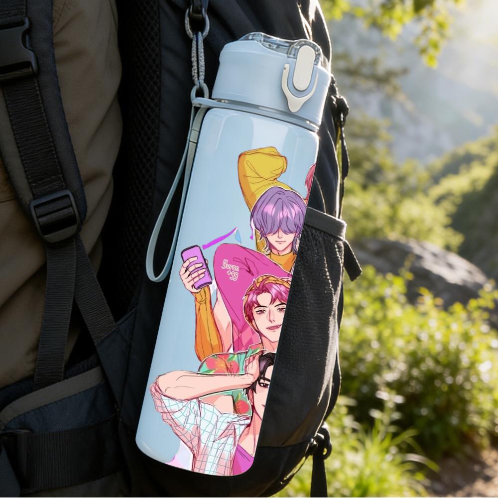 1PC Multi Ladies Group Portrait 750ml Color Plastic Sports Water Bottle Leakproof Flip Straw Lid Suitable for Sports Office Home Use