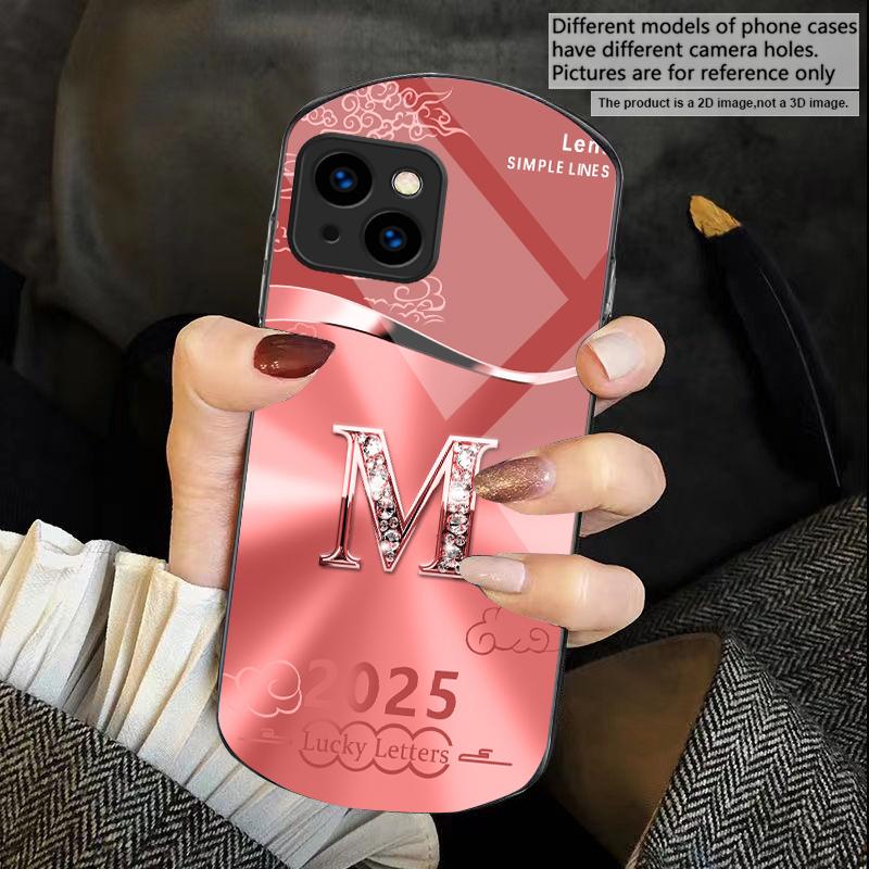 Градиентный желтый letter M Для iPhone 17 16 15 14 Pro 13 Plus 12 mini 11 Pro Max XR X S 7 8 Эллиптический закаленный стеклянный чехол для телефона
