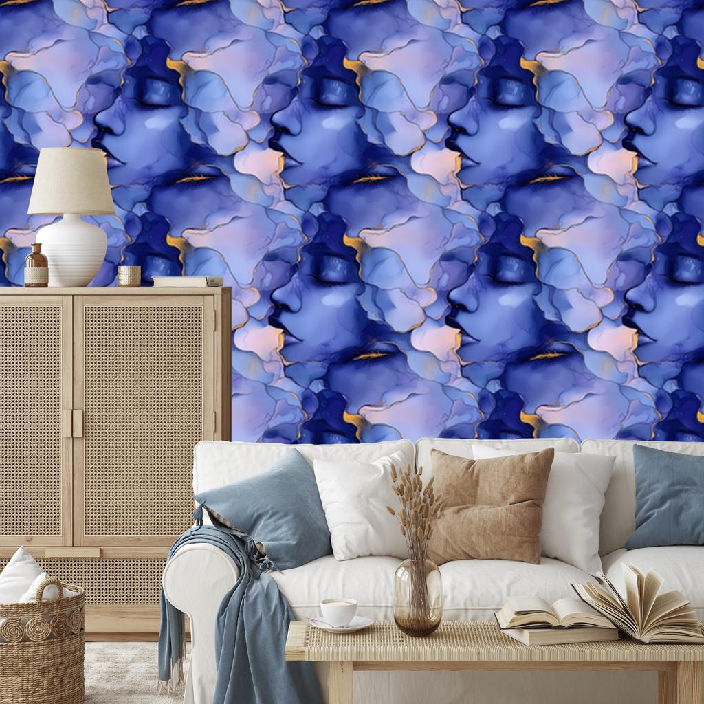 Ink blue wallpaper, bottom blue for living room and bedroom 50x1000