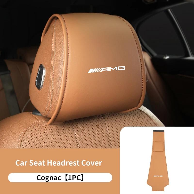 Leather Car Seat Headrest Protect Cover Universal Accessories For Mercedes Benz AMG W204 W205 W203 W211 W201 W210 W108 W124 W126 EM4