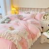 Winter Milk Velvet Flower Patch Embroidered Four-piece Set of Small Fresh and Gentle Bedding Set