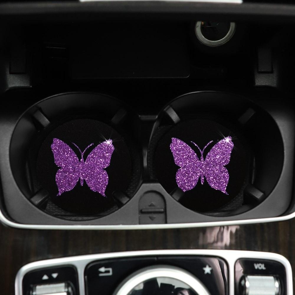 Anti-Slip Car Cup Coasters TPU Material Rhinestone Cup Holder for Car Interiors