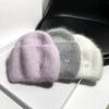 High Quality Rabbit Fur Knitted Hat Net Red M Standard Woolen Hat All-match Fashion Sequins Warm Autumn and Winter Ear Protection Hat