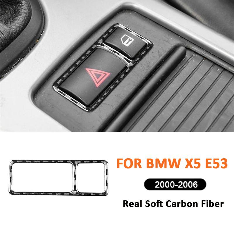 Для BMW X5 E53 2000-2006 Карбоновое волокно Автомобильные аксессуары Панель переключателя аварийного освещения Рамка Отделка Накладка Декоративная наклейка