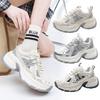 Серебристые кроссовки на платформе «папины киты» 2025 весна новая женская дышащая сетчатая обувь для повышения роста повседневная обувь дети