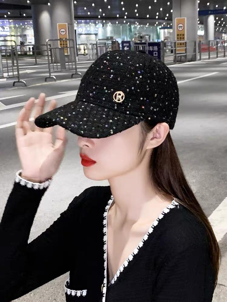 Женская бейсболка, осенне-зимняя модная кепка с пайетками, женская утепленная кепка, тренд