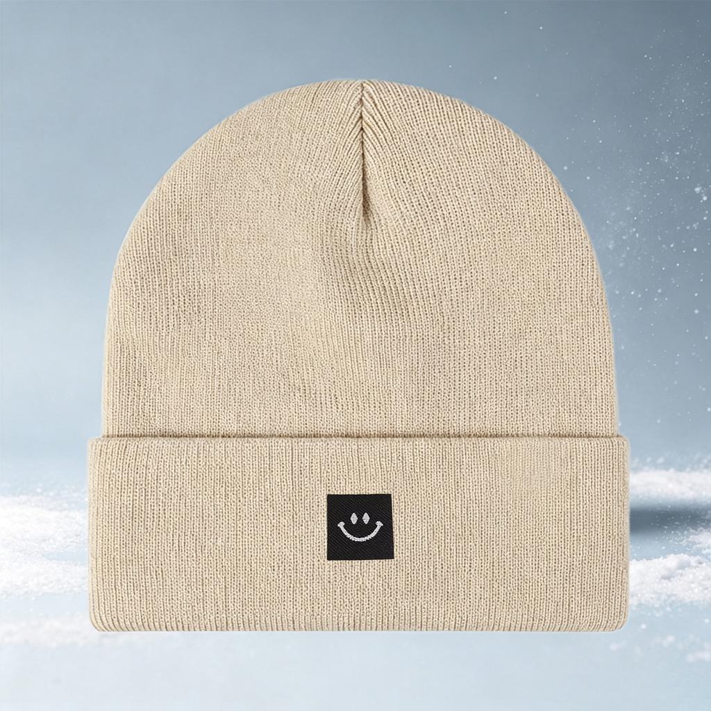 Xiaomi 1pc Winter-Spring Baby Warm Knitted Hat, Cute Expression Embroidered Knitted Cap without Brim, Casual Hat