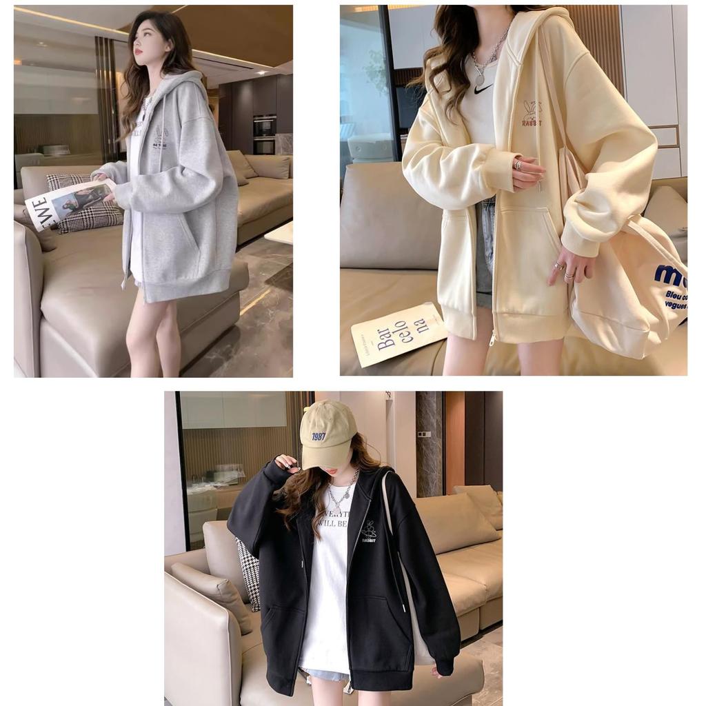 Rabbit Plus [coco plaza] Women's Zip-Up Hoodie, Size, Fall/Winter/Spring (JP, Alphabet, M, Ivory)