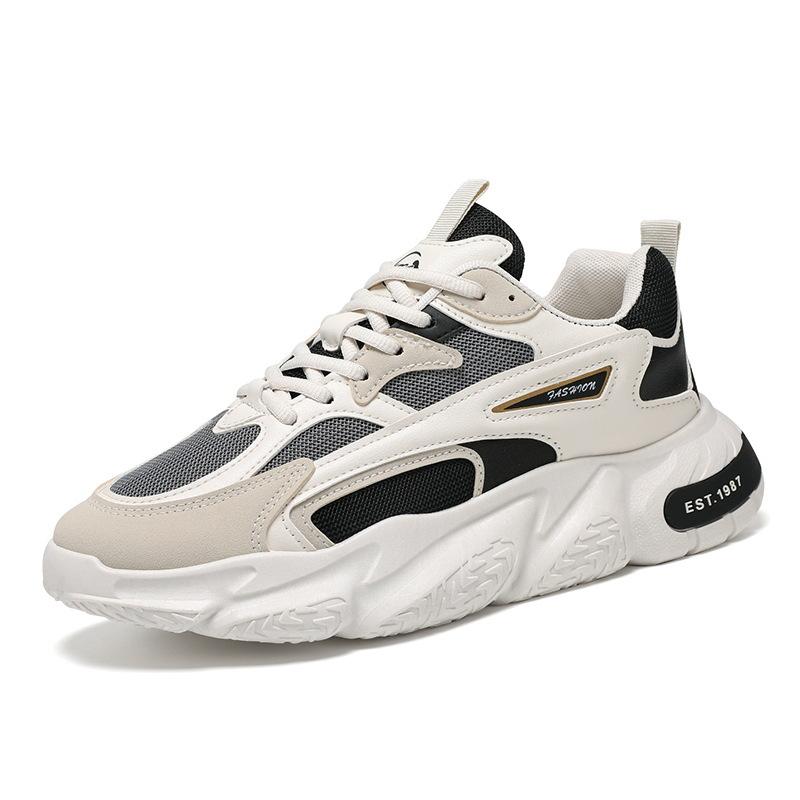 Весенние мужские новые дышащие сетчатые спортивные кроссовки, мужские модные и универсальные белые кроссовки на высокой подошве для повседневной ходьбы и бега, кроссовки для папы