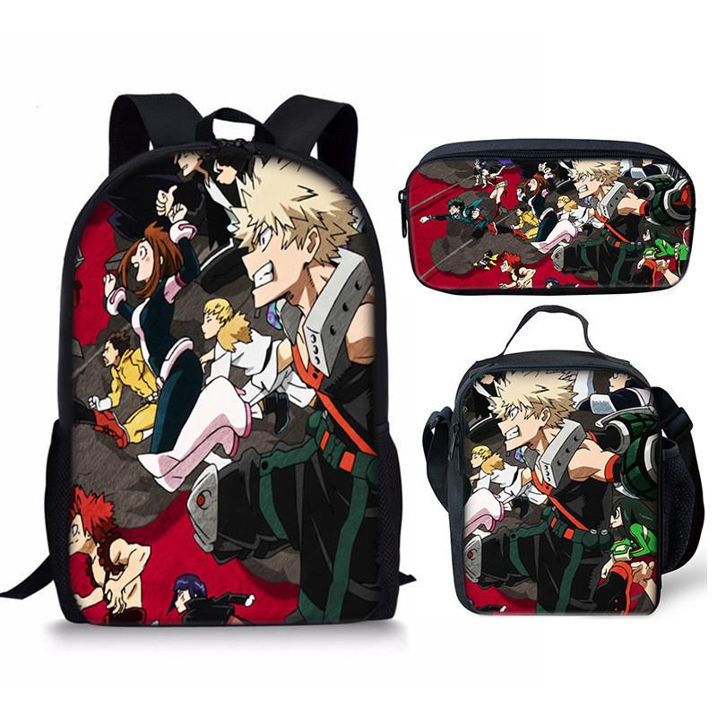 My Hero Academia Student Pack With Polyester Lining And Anime Cartoon Design For Teens
