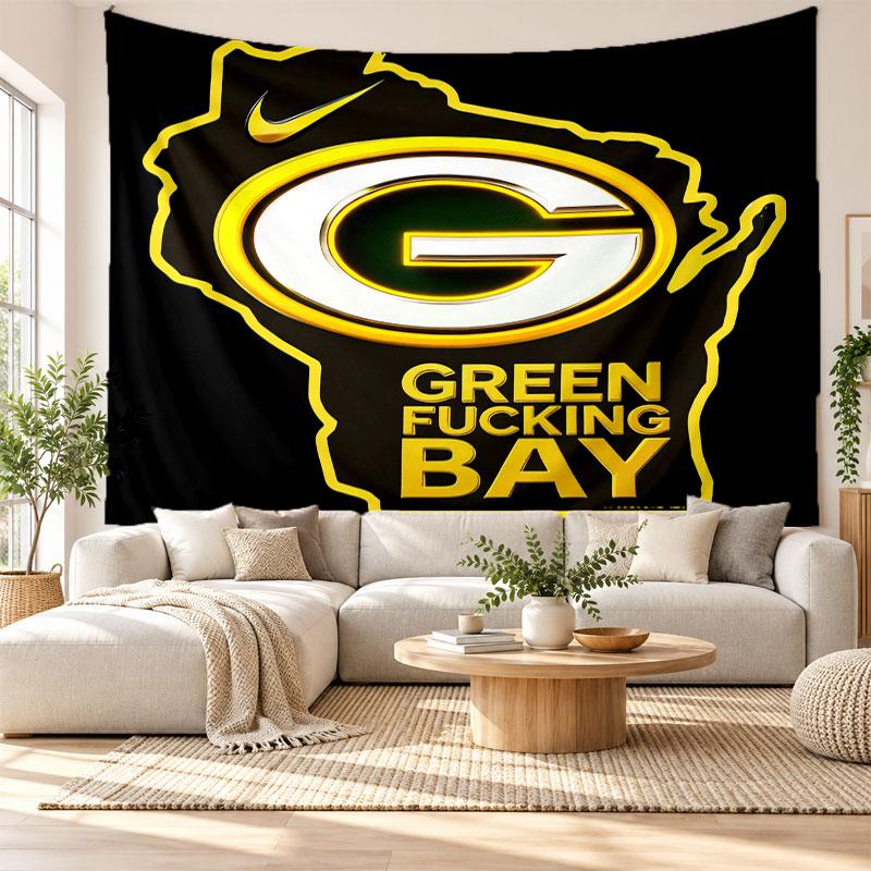 Green Bay Packers Wall Tapestry, Soft Fabric Wall Hanging, Decorative Backdrop For Bedroom Home Wall Art