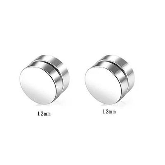 Classic 6/8/10 mm Double Side Black Magnet Round Circle Punk 316L Stainless Steel Stud Earrings for Women Men Magnetic Ear Studs