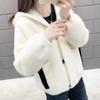 Women's Short Jacket Hooded Mink Fleece Jacket Cardigan Spring and Autumn Loose Sweater Jacket