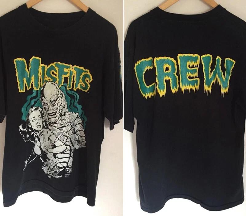 Reprint Misfits Creature Black Lagoon Rare black T shirt 2 side 90s PA7848 Unisex T-Shirt
