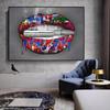 Posters Print Wall Art Painting Home Decor Sexy Women Red Lips Waterproof Canvas Paintings Picture for Living Room Decoration