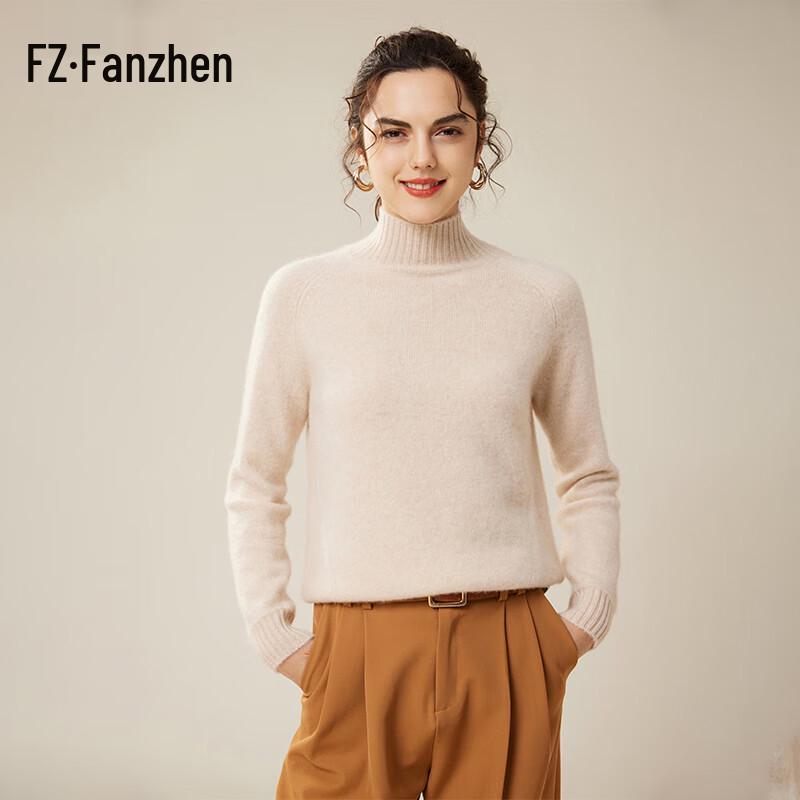 Fanzhen Women's High-Neck 100% Cashmere Sweater