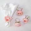 5Pcs Flower Napkin Rings Floral Holders Anniversary Decoration Beaded Decorative for