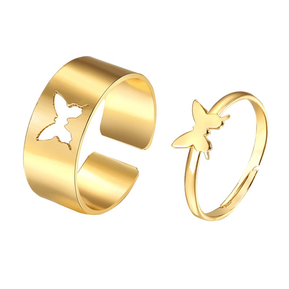 iF ME Корейский набор регулируемых колец с открытием в виде бабочки, персонализированные золотые кольца, ювелирные аксессуары