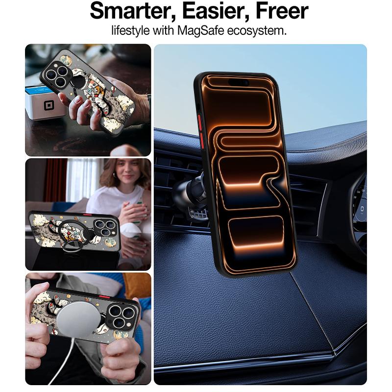Магнитный акриловый чехол для телефона для iPhone 17e 17 16 15 14 13 Pro Max 16e 11 Для Magsafe Беспроводная зарядка Пространство Космический астронавт Печатная крышка